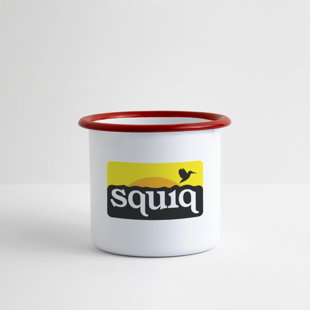 Emaille-Tasse - Weiß/Rot