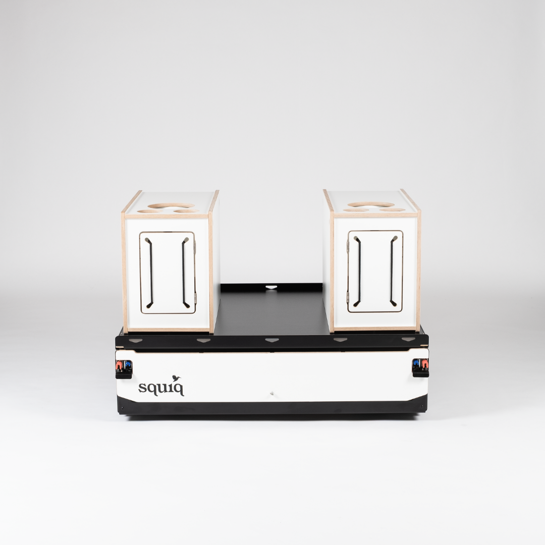 Frontaal aanzicht van de SQUIQ campingbox voor SUV