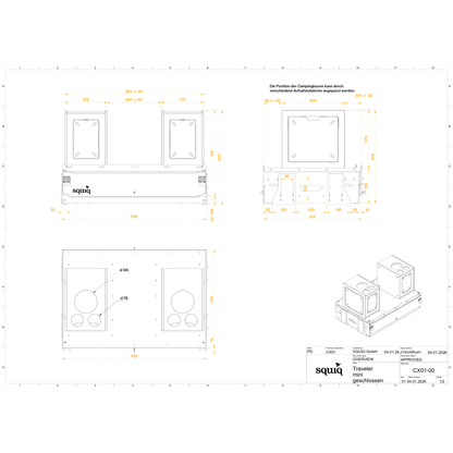 Maße squiq-Traveler mini Campingbox für Kompaktwagen