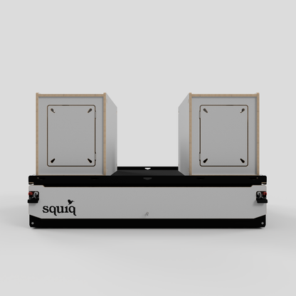 campingboxen auf auszug für vans frontalansicht mit logo squiq