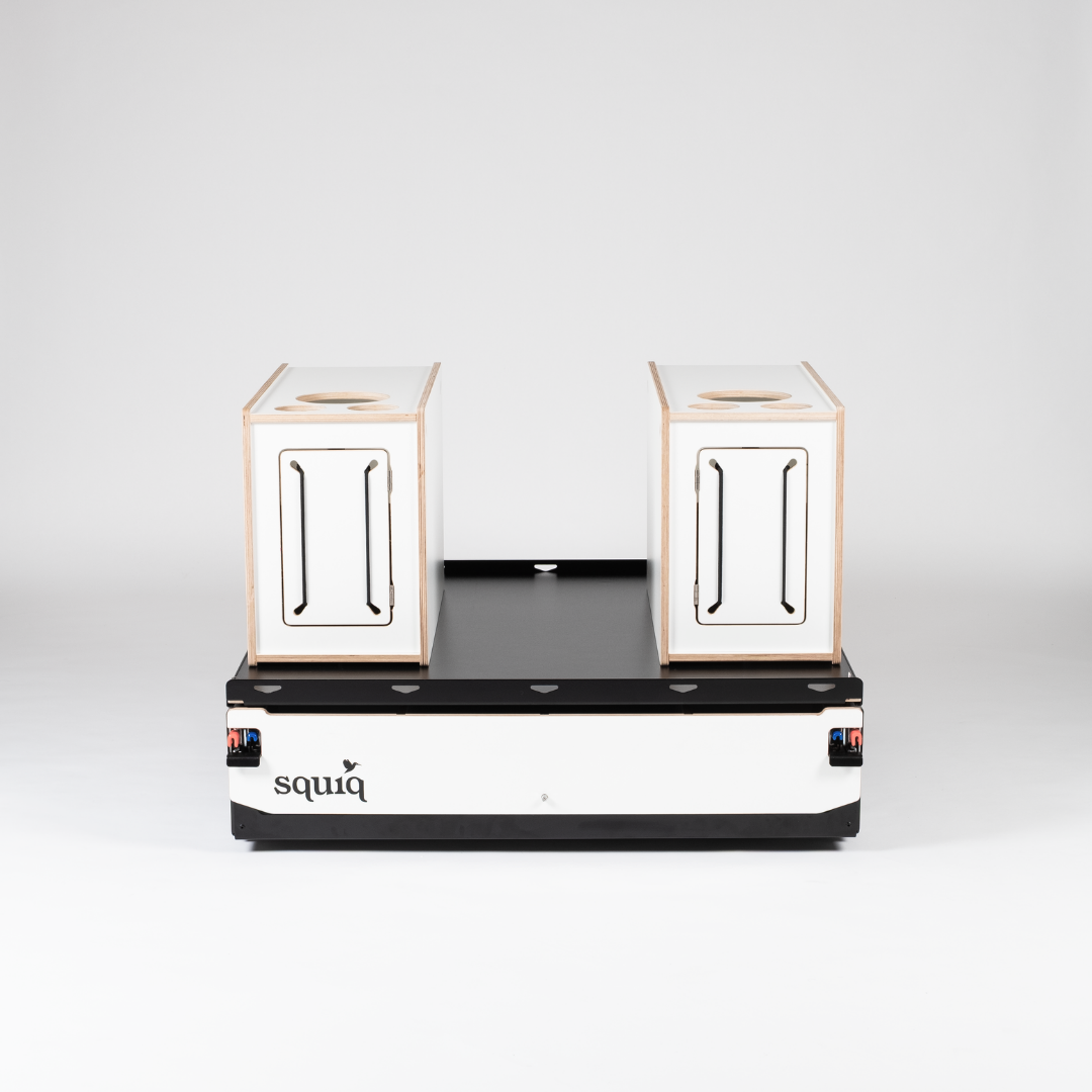 Frontaal aanzicht van de SQUIQ campingbox voor stationwagon